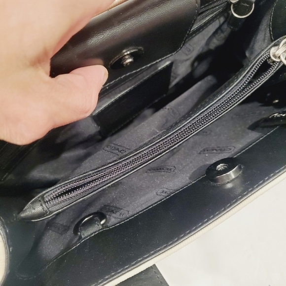 COACH Mercer Nylon & Leather Black & White Shoulder Bag Tote 7411 - Picture 6 of 6